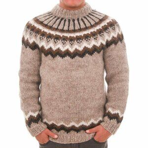 The Handknitting Association of Iceland 100% Wool Sweater Brown Large